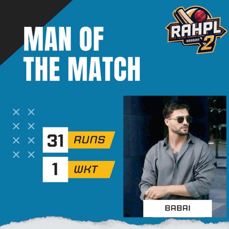 RAHPLOfficial's tweet image. Scorecard of yesterday’s match between RAJ ROYALS & UP UNITED.⚡️
In the high scoring match, RAJ ROYALS WON THE MATCH BY 15 RUNS✨⚡️
@babai9080 won MOTM for his excellent performance ✨