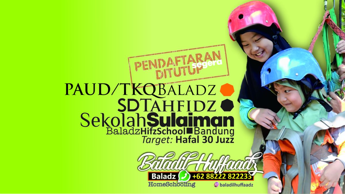 baladz_id's tweet photo. Penerimaan Santri Baru Baladz. Pendaftaran segera ditutup. 

#baladz #psb #ppdbbaladz #baladilhuffaadz #santribaru #sdtahfidz #tahfidz #sekolahjuara #sdfavoritebandung #paud #tkalquran #carisekolahjuara #carisekolahunggul #pesantrenalquran https://t.co/udh6AVJTzA