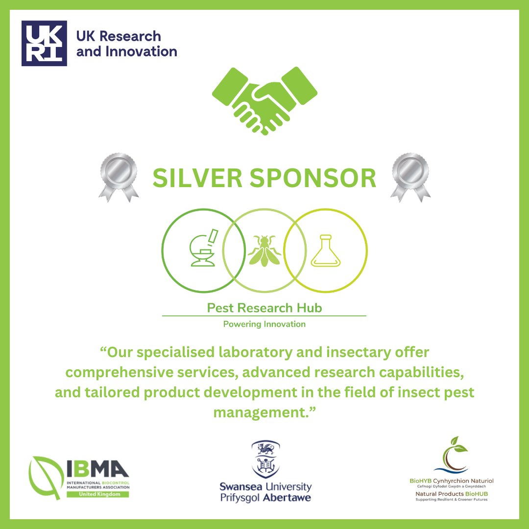 SwanseaBioHUB's tweet image. ✨ Silver sponsor - @pestresearchhub 🍃 

&quot;The place where ideas can turn into effective product solutions&quot;.

Sectors:
🚜 Arable
🌼 Horticulture
🌲 Forestry
🐛 Pest Control

@IPS1985

Register for #NewIPM2025 &amp;gt;&amp;gt; bit.ly/42aoGwu

#UKRI #NaturalProducts #IPM #PestManagement