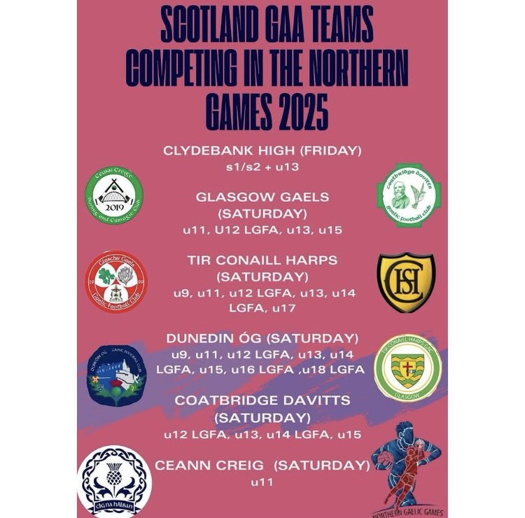 Excitement is building for the Dunedin Óg club today as all roads lead to Manchester for the Northern Games. We have a whopping number of teams attending this year, representation from all our age groups. 
Best of luck to all our players and coaches! 🍀🤞🏻🔵🟢🏐 #gaa #dunedinog