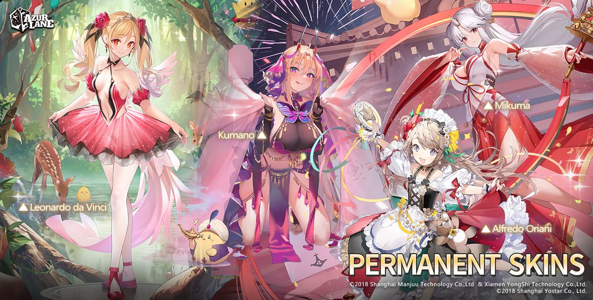 Dear Commander,

Shipgirls are changing into their Rhythm &amp; Steps outfits. Limited skins shown below will be permanently available after next maintenance on 6/19.

#AzurLane #Yostar