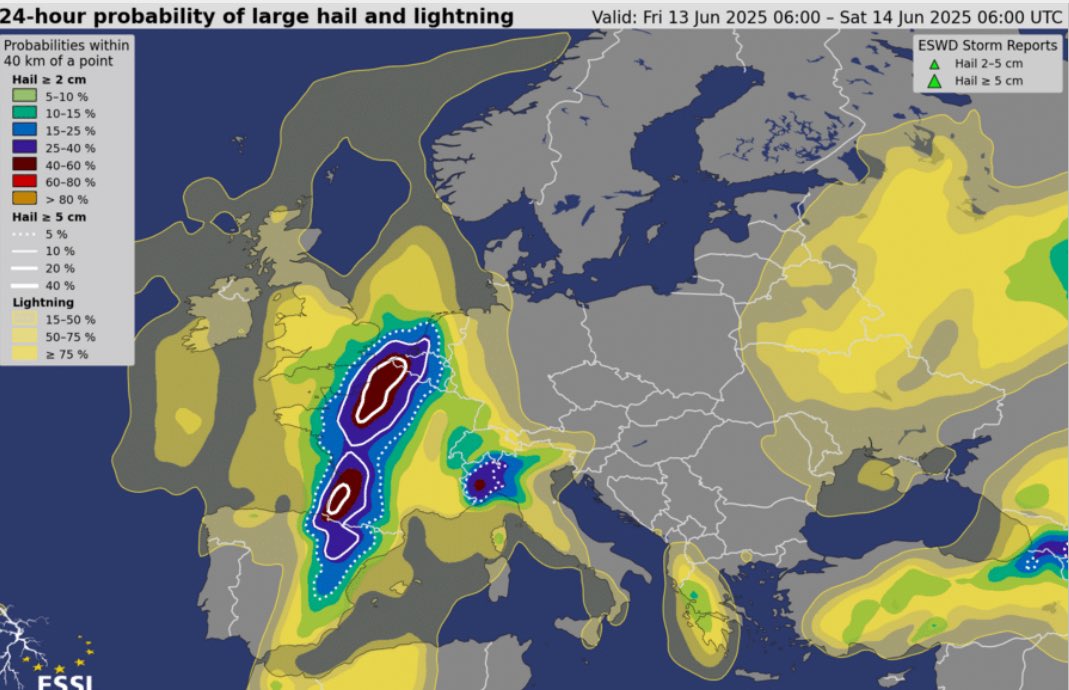 VigipreventionM's tweet image. 🟠⚠️⛈️: 2 épisodes orageux considéré comme violent devrait toucher la #France dans les prochaines heures. ⬇️

Situation favorable au développement de cellules #orageuses potentiellement violentes, sous l'effet d'une dynamique de flux SO vers 600–700 hPa, induite par la présence