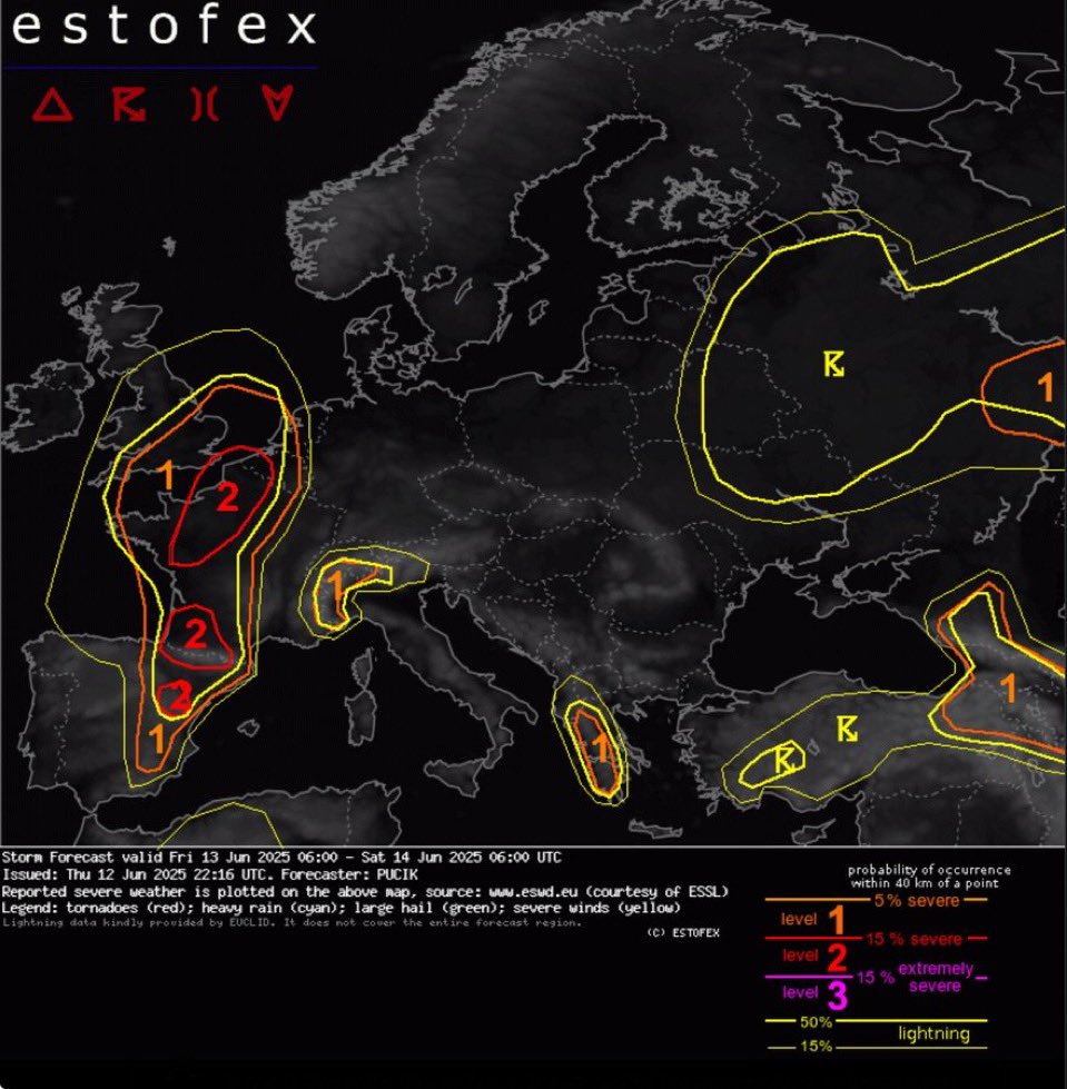 VigipreventionM's tweet image. 🟠⚠️⛈️: 2 épisodes orageux considéré comme violent devrait toucher la #France dans les prochaines heures. ⬇️

Situation favorable au développement de cellules #orageuses potentiellement violentes, sous l'effet d'une dynamique de flux SO vers 600–700 hPa, induite par la présence