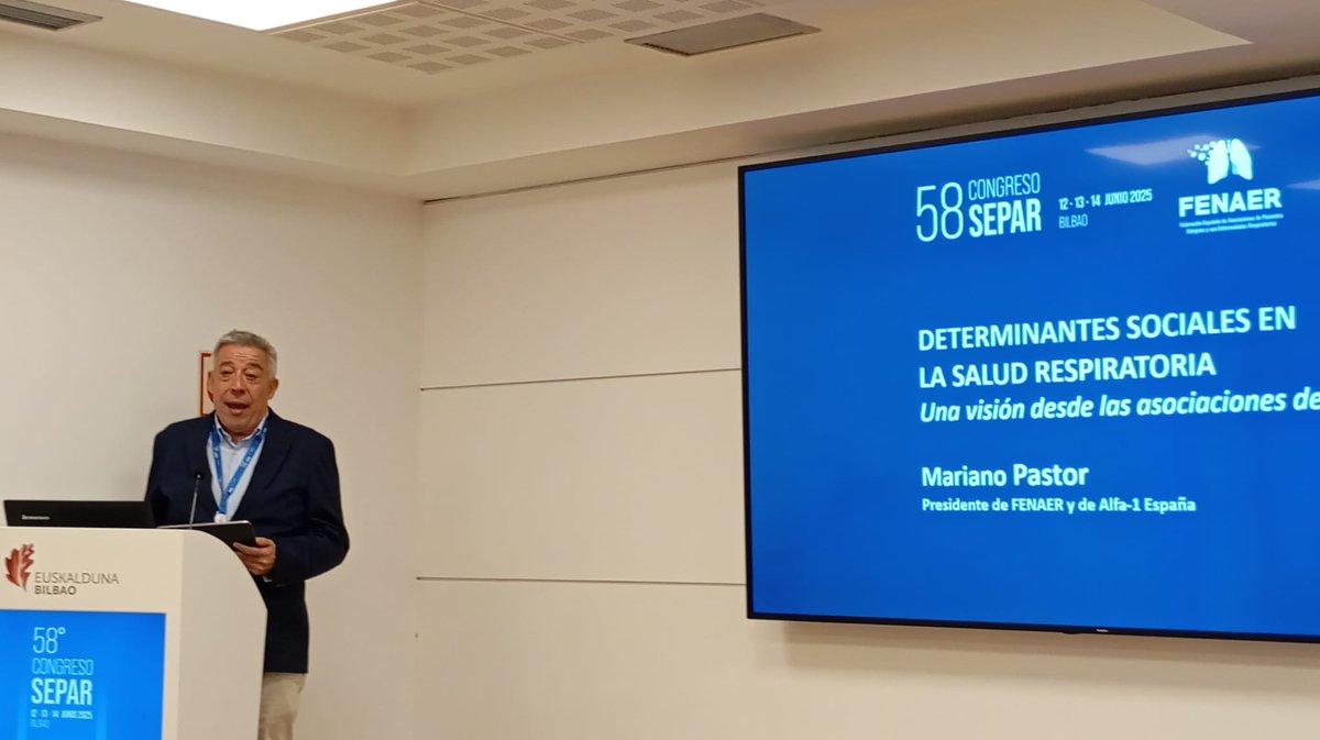 FENAER PACIENTES (@fenaer2) on Twitter photo 🫁 En el Congreso de <a href="/SeparRespira/">SeparRespira</a> en Bilbao, Mariano <a href="/PastorAlfa1/">Mariano Pastor</a>, presidente de <a href="/fenaer2/">FENAER PACIENTES</a>, ha subrayado que la salud respiratoria no solo depende de diagnósticos y tratamientos: depende también de cómo vivimos.
🧵 Abrimos hilo. 🫁 En el Congreso de <a href="/SeparRespira/">SeparRespira</a> en Bilbao, Mariano <a href="/PastorAlfa1/">Mariano Pastor</a>, presidente de <a href="/fenaer2/">FENAER PACIENTES</a>, ha subrayado que la salud respiratoria no solo depende de diagnósticos y tratamientos: depende también de cómo vivimos.
🧵 Abrimos hilo.