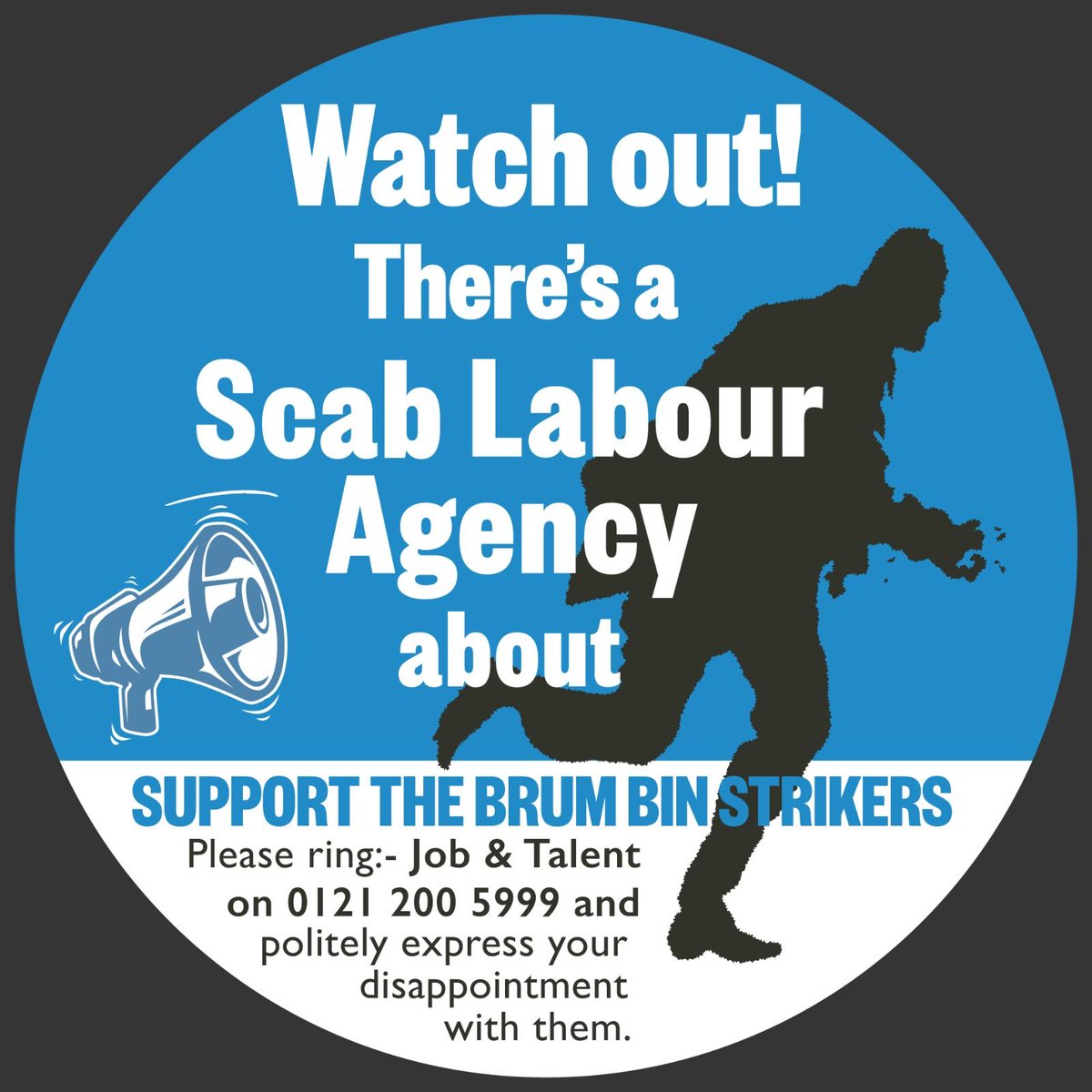 ReelNewsLondon's tweet image. Birmingham bin strike: council now resorting to disgusting and illegal methods to break strike.
If you find this disgusting too, maybe you could ring Job & Talent on 0121 200 5999 and politely express your disappointment and change your profile picture to the circular one below?