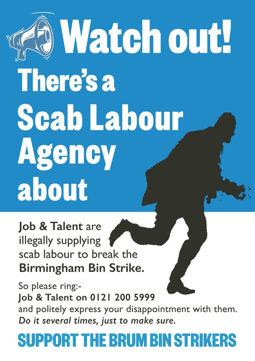 ReelNewsLondon's tweet image. Birmingham bin strike: council now resorting to disgusting and illegal methods to break strike.
If you find this disgusting too, maybe you could ring Job & Talent on 0121 200 5999 and politely express your disappointment and change your profile picture to the circular one below?