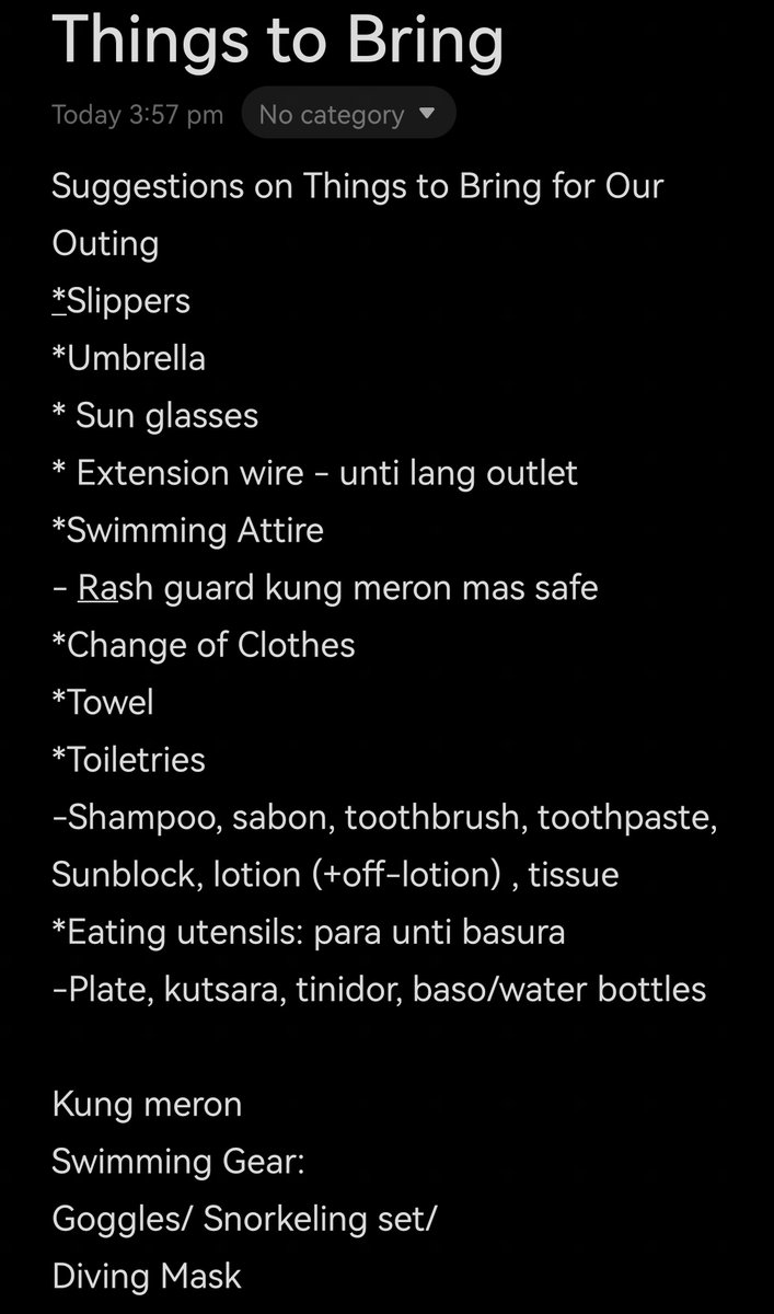 HarangBill's tweet photo. Things to Bring https://t.co/VpvVaBmLtP