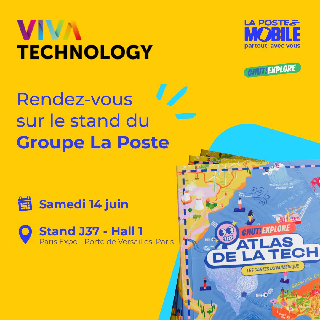 La Poste Mobile (@la_poste_mobile) on Twitter photo 📌 J-1 avant #VivaTech ! La Poste Mobile vous donne rendez-vous samedi sur le stand du <a href="/GroupeLaPoste/">La Poste Groupe</a> .
On y parle numérique responsable avec notre Atlas de la Tech (by <a href="/Chut_magazine/">Chut Magazine</a>) 🗺️
Venez échanger avec nous ! 🙌 📌 J-1 avant #VivaTech ! La Poste Mobile vous donne rendez-vous samedi sur le stand du <a href="/GroupeLaPoste/">La Poste Groupe</a> .
On y parle numérique responsable avec notre Atlas de la Tech (by <a href="/Chut_magazine/">Chut Magazine</a>) 🗺️
Venez échanger avec nous ! 🙌