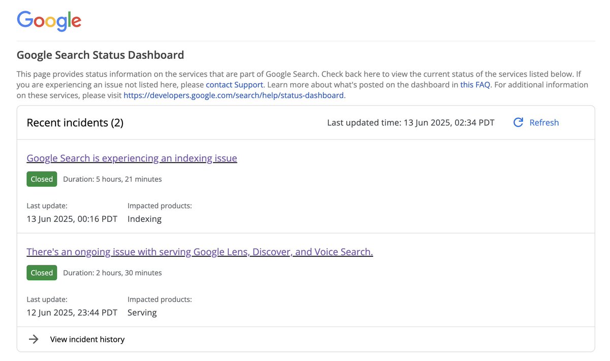 Google's indexing and serving issues across Search, Discover, Lens and voice search are resolved this morning - officially seroundtable.com/google-search-…