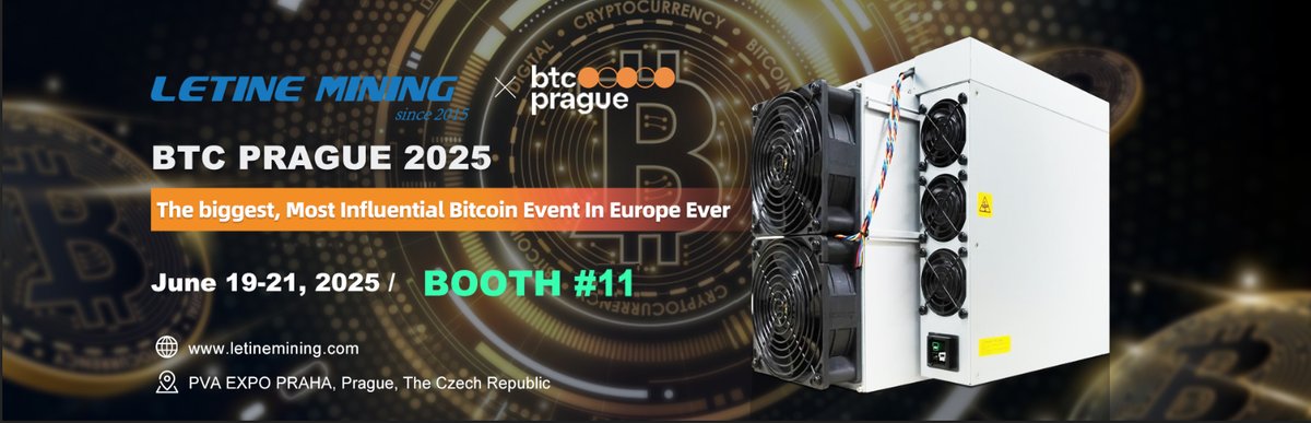 We are excited to invite you to
#BTC PRAGUE 2025, The biggest, Most influential Bitcoin Event In EU.
Join us at 
#Booth 11 from June 19-21, 2025 
to explore the latest technologies and network with industry leaders.

We look forward to seeing you there!
letinemining.com