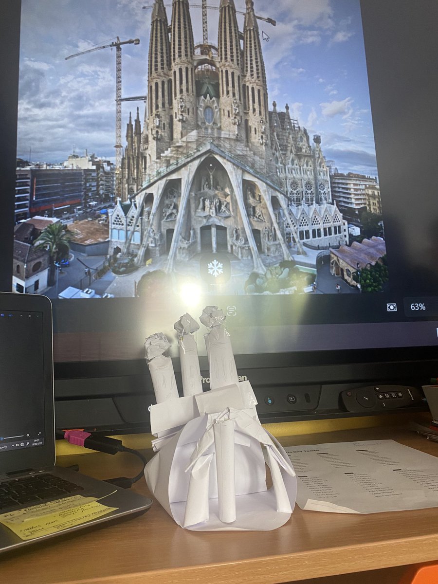 LeeleeMaz's tweet image. Primary 5 carried out a STEM challenge using only straws, paper and tape to create a replica of the Sagrada Familia in Barcelona. They did a class talk discussing their strategies and how they collaborated. @AddiewellPS