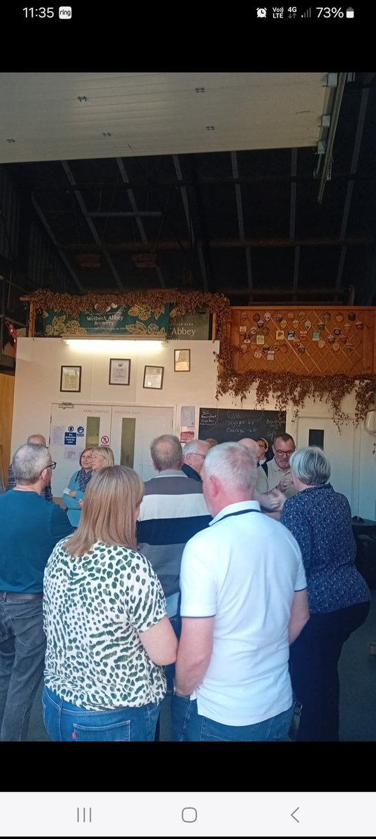 Over at <a href="/WelbeckAbbeyBry/">Welbeck Abbey Brewery</a> for the brewery tour and sampled Curious Fox on keg for the first time a lovely beer with Chinook and Falconers Flight hops and on Cask Courage on High Velvety Smooth Pale Ale,  both tasting amazing,  Welbeck Abbey is amazing.
#welbeckabbeybrewery