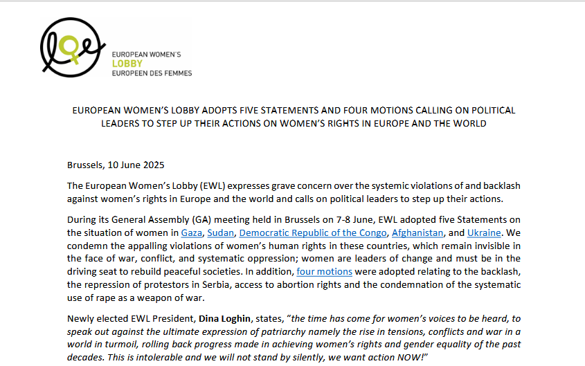 PRESS RELEASE: Calling on Political Leaders to Step Up their Actions on Women’s Rights in Europe and the World
More info: womenlobby.org/calling-on-pol…