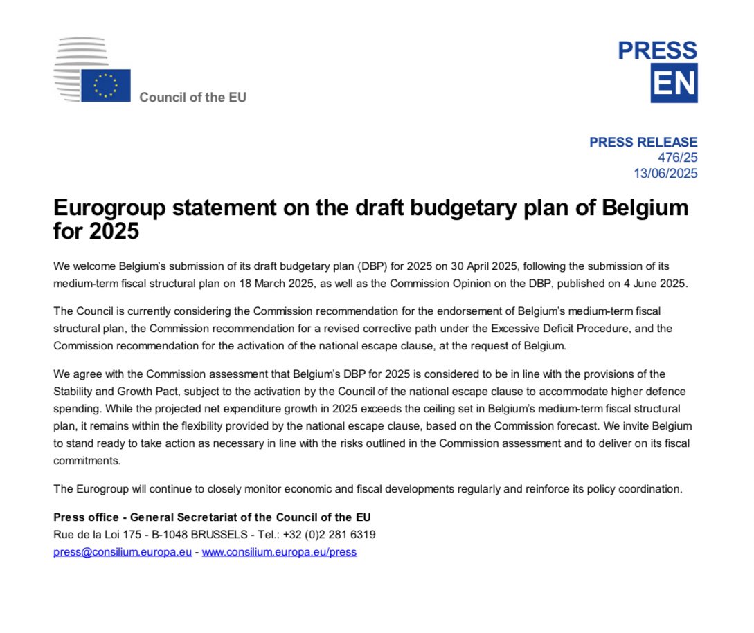 BirdingBrussels's tweet photo. #Eurogroup statement on the draft budgetary plan of Belgium for 2025
#EUSemester https://t.co/YBpIoFzls4