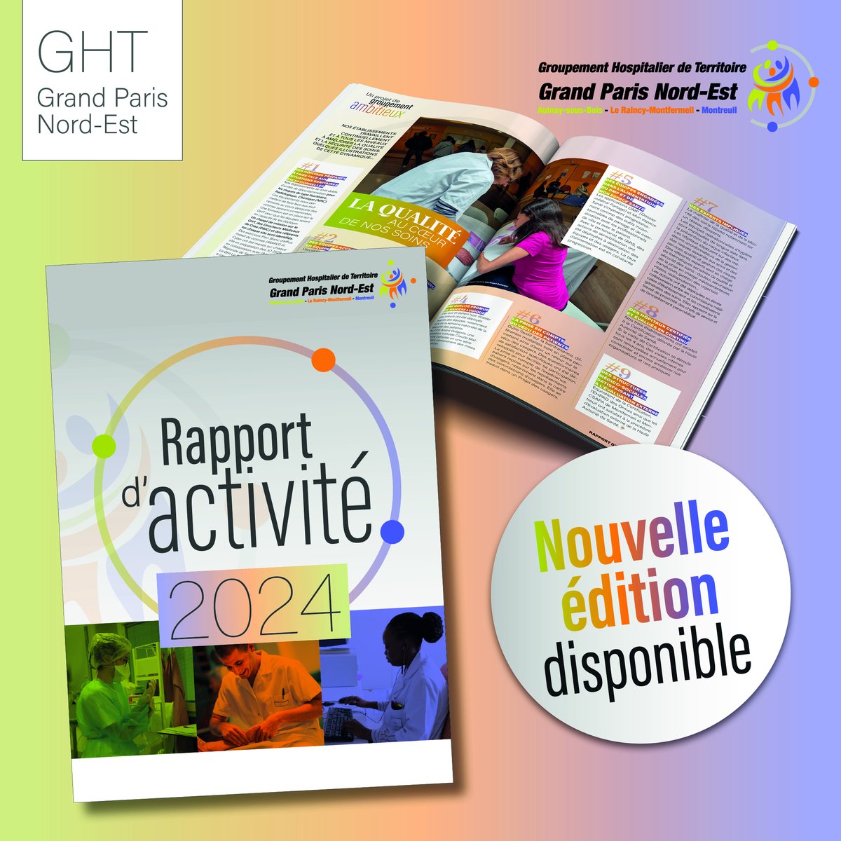 📣[#RAPPORTACTIVITE #GHTGPNE]📰
👉Nouvelle publication pour le GHT GPNE !
🔎Découvrez le rapport d'activité édition 2024 du #GHT GPNE : #chiffres marquants, #activités, perspectives...
🔗Disponible en ligne ici : shorturl.at/yTNtK