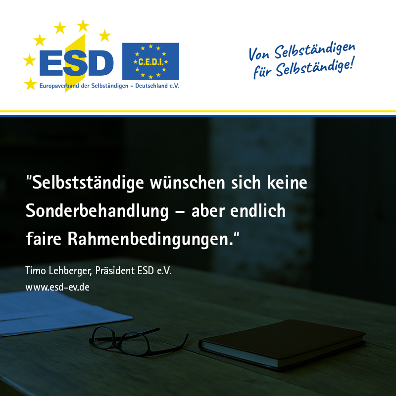 94 % fühlen sich durch #Bürokratie belastet. 88 % halten die #Steuerlast für zu hoch. 60 % fordern flexible #Altersvorsorge.

Das aktuelle #Stimmungsbarometer des <a href="/ESD_eV/">Europaverband der Selbständigen - Deutschland</a> zeigt klar: #Selbstständige brauchen endlich faire Rahmenbedingungen. 

👉 bit.ly/4kYcHc9

#ESDeV