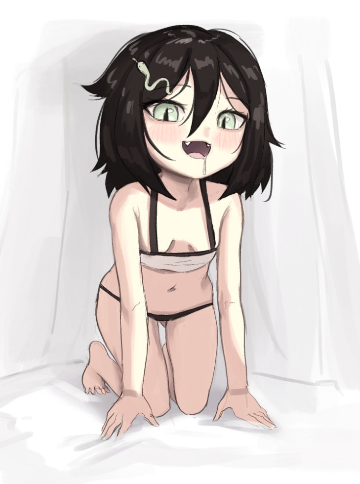 #greensnakeart found this drooling snake vtuber on twitch and sketched her before bed woops goodnight