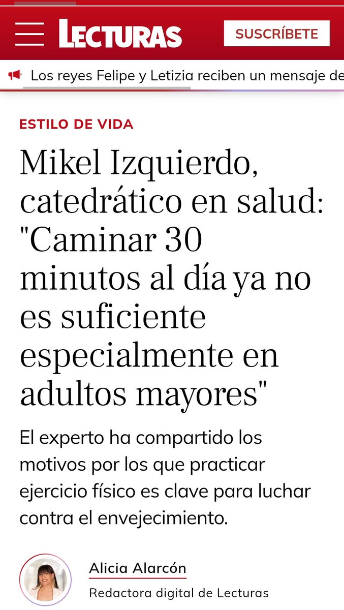 mikelizquierdo_'s tweet image. 💥 “Caminar 30 minutos al día ya no es suficiente”
Así lo explico en esta entrevista para @Lecturas: necesitamos ir más allá si queremos envejecer con salud.
🏃♀️💪 Actividad moderada no basta. Hay que sumar fuerza, equilibrio y potencia muscular.
📖 Léelo aquí 👉…