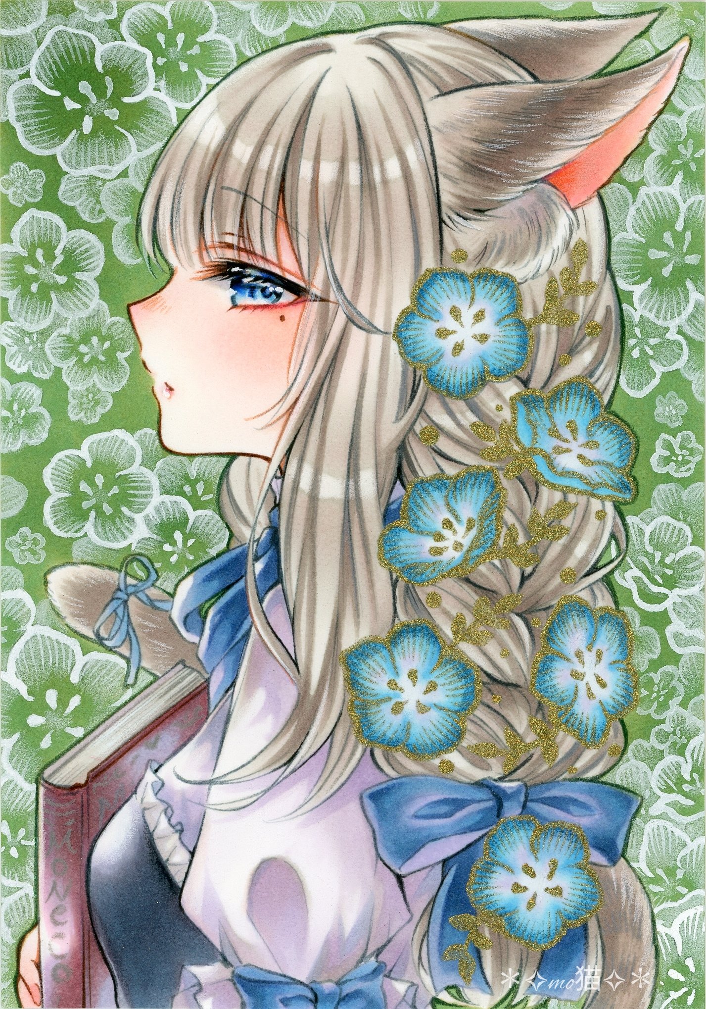 イラスト原画 とても可愛らしい 「吃驚猫」 融け