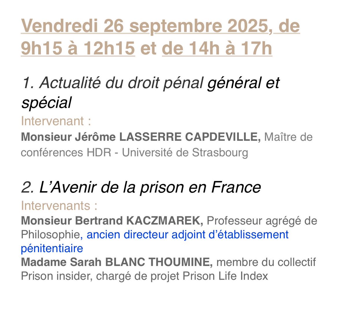 🚨 LES ATELIERS DE DROIT PÉNAL 2025

Programme détaillé et inscriptions⤵️

espaceprive.erage.eu/inscription-un…

Un programme passionnant et toujours plus original.

Venez nous rejoindre en septembre!
