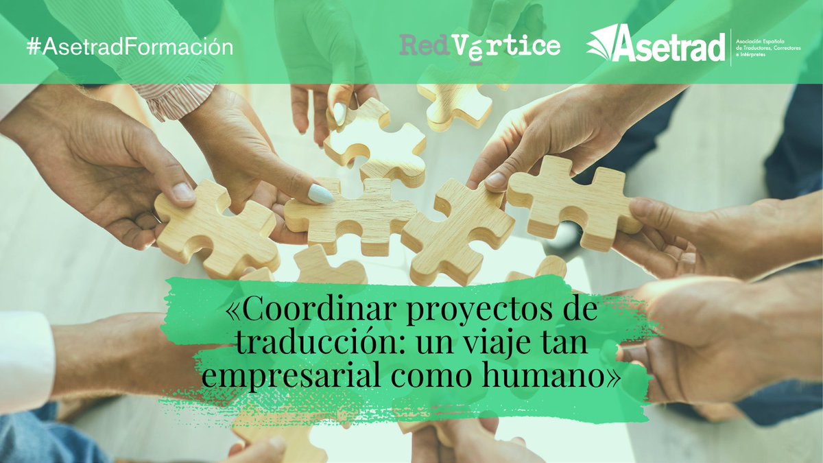 Asetrad_ORG's tweet image. 🟢 «Coordinar proyectos de traducción: un viaje tan empresarial como humano»
📖 Organiza: #AsetradFormación
📅 18/06 de 18:00 a 19:30 h (CEST)
🌐 En línea
🟢 Docente: Patricia Lluberas
Apúntate aquí: formacion.asetrad.org/courses/coordi…