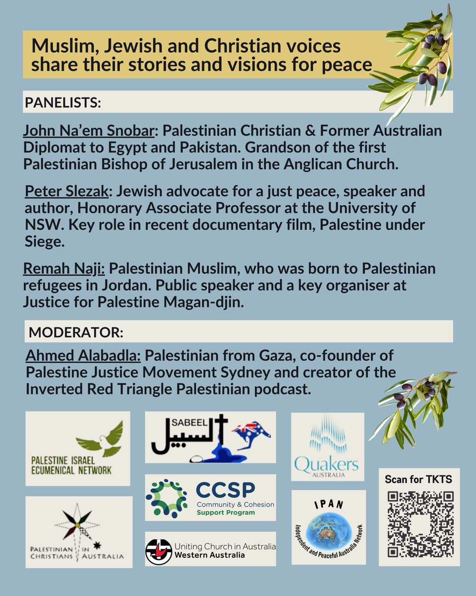 Who Owns the Holy Land? - Perth
Thursday 19 June @ 5.30pm
Wesley Uniting Church, 97 William St, CBD
Tickets: events.humanitix.com/who-owns-the-h…