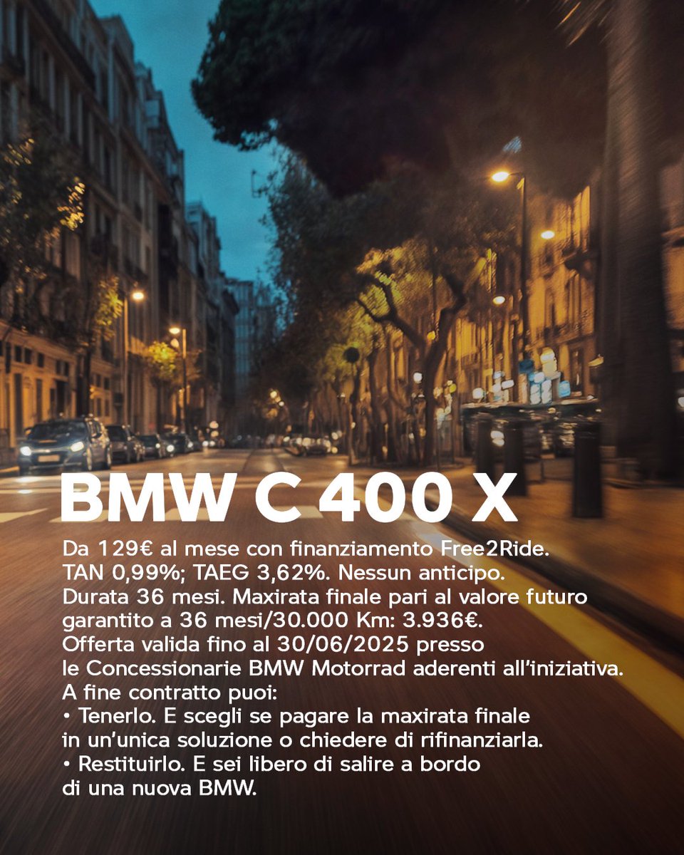 motoves's tweet image. Tutto   sotto controllo, anche la rata. Scopri il #C400X con TAN a 0,99% e anticipo   zero, e cambia il tuo modo di vivere la città.
    #PluggedToLife #MakeLifeARide #BMWMotorrad