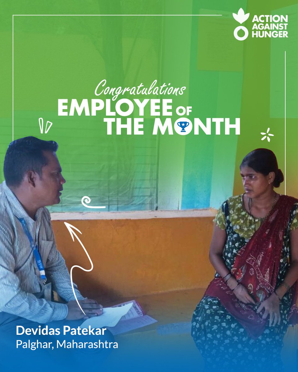 AAH_India's tweet image. We are proud to present our Employees of the Month, Devidas Patekar and Madanlal Dhurve. Their dedication to improving nutrition and supporting family livelihoods continues to create lasting change in the communities we serve.

#ActionAgainstHunger #CommunityHeroes