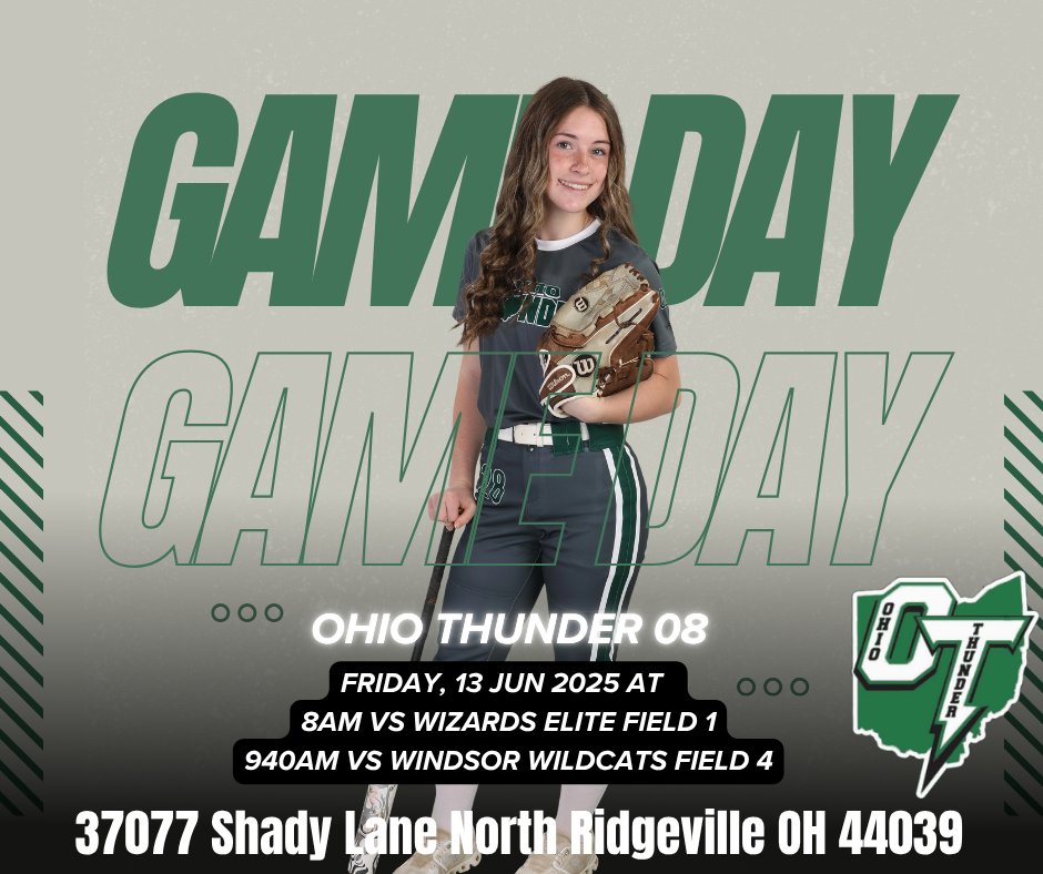 OT08 is back on the field this morning at Sheer Madness. Let's go Thunder! We will be in green pants and white tops. <a href="/addyjarvis/">Addy Jarvis</a> <a href="/YSUSoftball/">Youngstown State Softball 🐧</a> <a href="/CoachDWittSB/">Dan Davis</a> <a href="/SoftballRio/">RioGrandeSoftball</a> <a href="/ODU_Softball/">Ohio Dominican Softball</a> @stephenoswald2 <a href="/BGSUSoftball/">BGSU Softball</a> <a href="/BallStateSB/">Ball State Softball</a> <a href="/CoachBurns17/">Matt Burns</a> <a href="/Hall_J_4/">Jenna Hall</a> <a href="/OhioBobcatSB/">Ohio Softball</a> <a href="/SophiaPamer2027/">Sophia pamer</a>