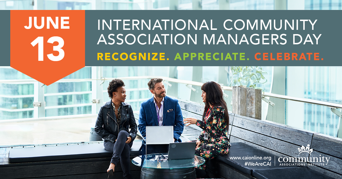 Happy International Community Association Managers Day! 🥳 
Today, we acknowledge the dedication and expertise of community association managers who work hard to keep communities thriving. Thank you for all you do to make communities stronger—today and every day! #IntlCAMDay