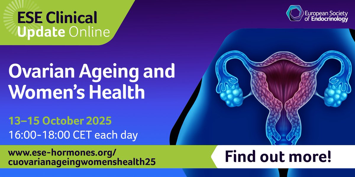 Clinicians - this is for you!

Join us for ESE Clinical Update on Ovarian Ageing and Women’s Health and submit a clinical case for discussion with experts in our field!

📅 Early Bird and case submission deadline: Monday 22 September 2025

Register at 👉 ow.ly/Imbz50VxAbT