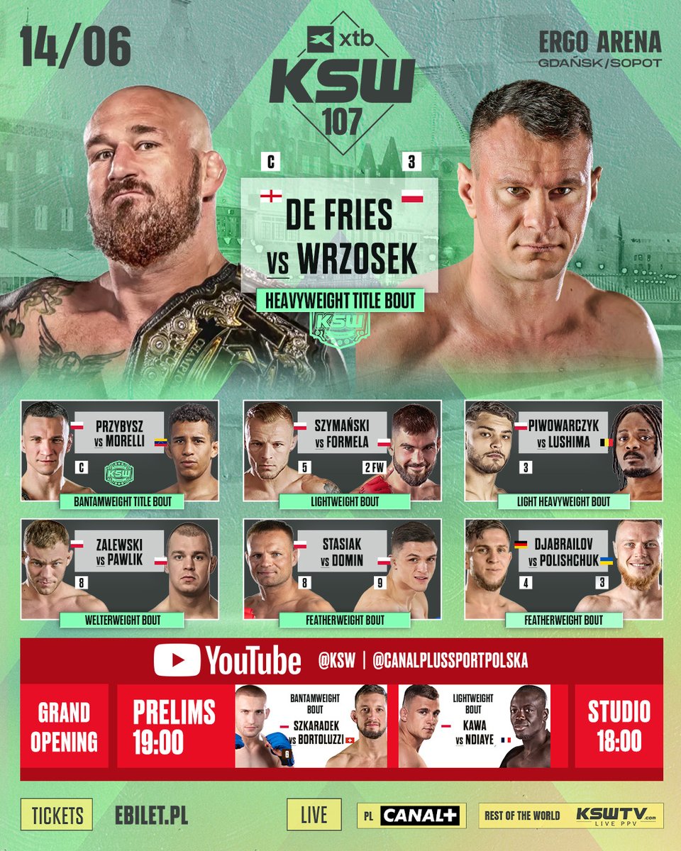 KSW (@ksw_mma) on Twitter photo After some turbulence, but we'll get there with 9 bouts including 2⃣ title fights!
XTB #KSW107 | 🇵🇱 <a href="/CANALPLUS_SPORT/">CANAL+ SPORT</a> | 🌏 KSWTV After some turbulence, but we'll get there with 9 bouts including 2⃣ title fights!
XTB #KSW107 | 🇵🇱 <a href="/CANALPLUS_SPORT/">CANAL+ SPORT</a> | 🌏 KSWTV