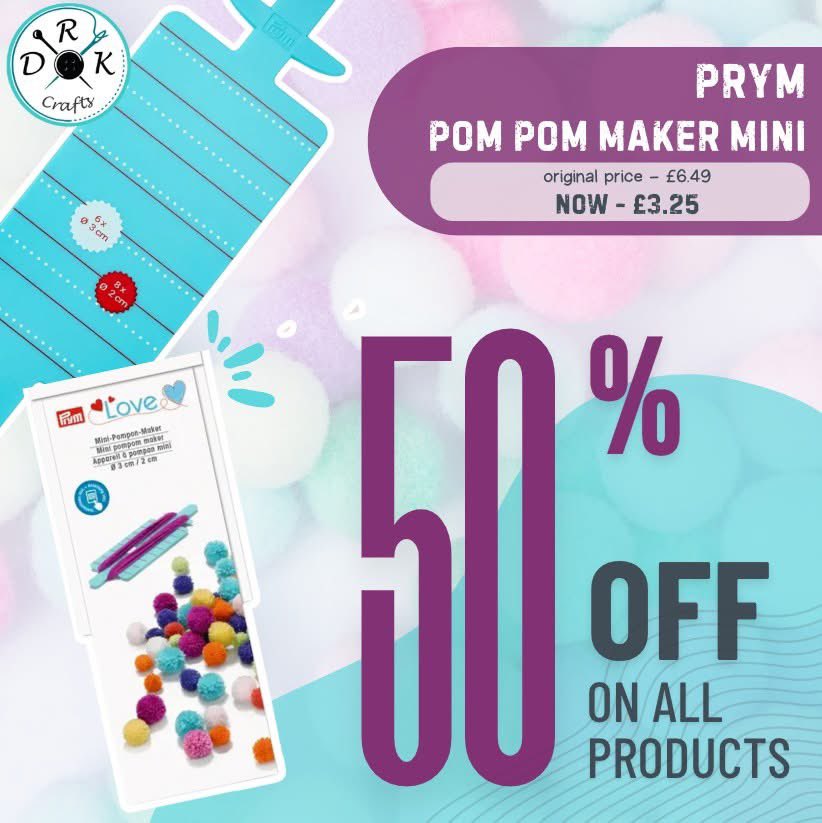 Decorate your crafts with sweet little pom poms by adding the Prym mini pom pom maker to your crafting baskets.

Shop now: drkcrafts.co.uk

#craftinguk #creativecrafts #craftshopping #diycrafts #crafttherapy #happycrafting #crafters #drkcrafts #lovecrafting