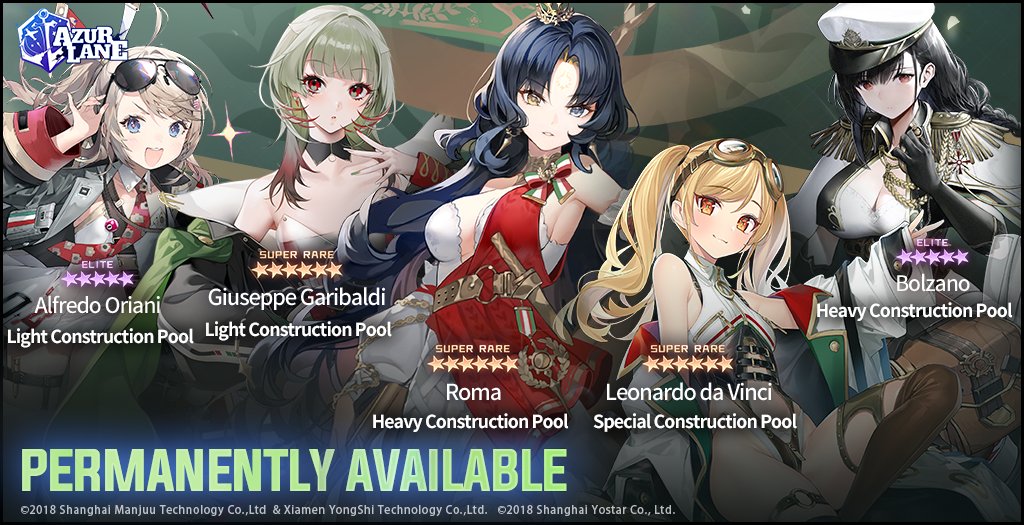 Dear Commander,

The Construction Pools will be updated after next maintenance on 6/19. These characters from Aquilifer's Ballade event will be available in the respective Construction Pools permanently!

#AzurLane #Yostar