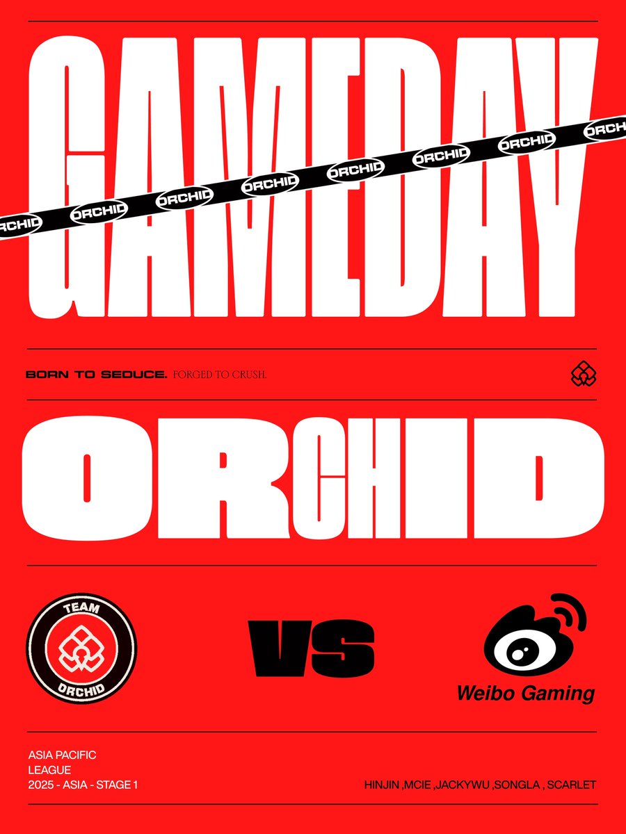 Team Orchid (@teamorchidgg) on Twitter photo New game. Same mission - The VICTORY!
🏆R6 Asia Pacific League 2025 - Asia - Stage 1
🆚<a href="/Weibogamingwin/">WeiboGamingEsports</a>
⏰9:20pm SGT - 3:20pm CET (expected time) New game. Same mission - The VICTORY!
🏆R6 Asia Pacific League 2025 - Asia - Stage 1
🆚<a href="/Weibogamingwin/">WeiboGamingEsports</a>
⏰9:20pm SGT - 3:20pm CET (expected time)