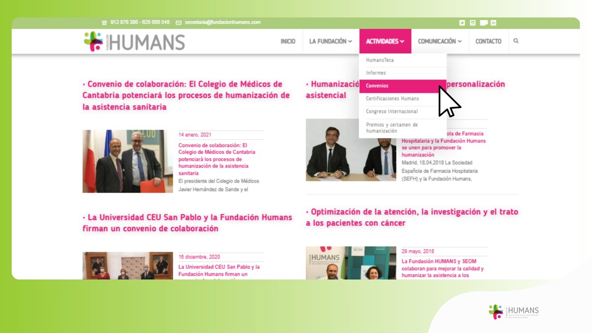 La Fundación Humans persigue unir fuerzas en pro de la #humanización. Bajo esta premisa, ha forjado y sigue forjando relaciones, dando lugar a convenios muy provechosos. 

Consúltalos todos aquí 👇
fundacionhumans.com/nuestros-proye…