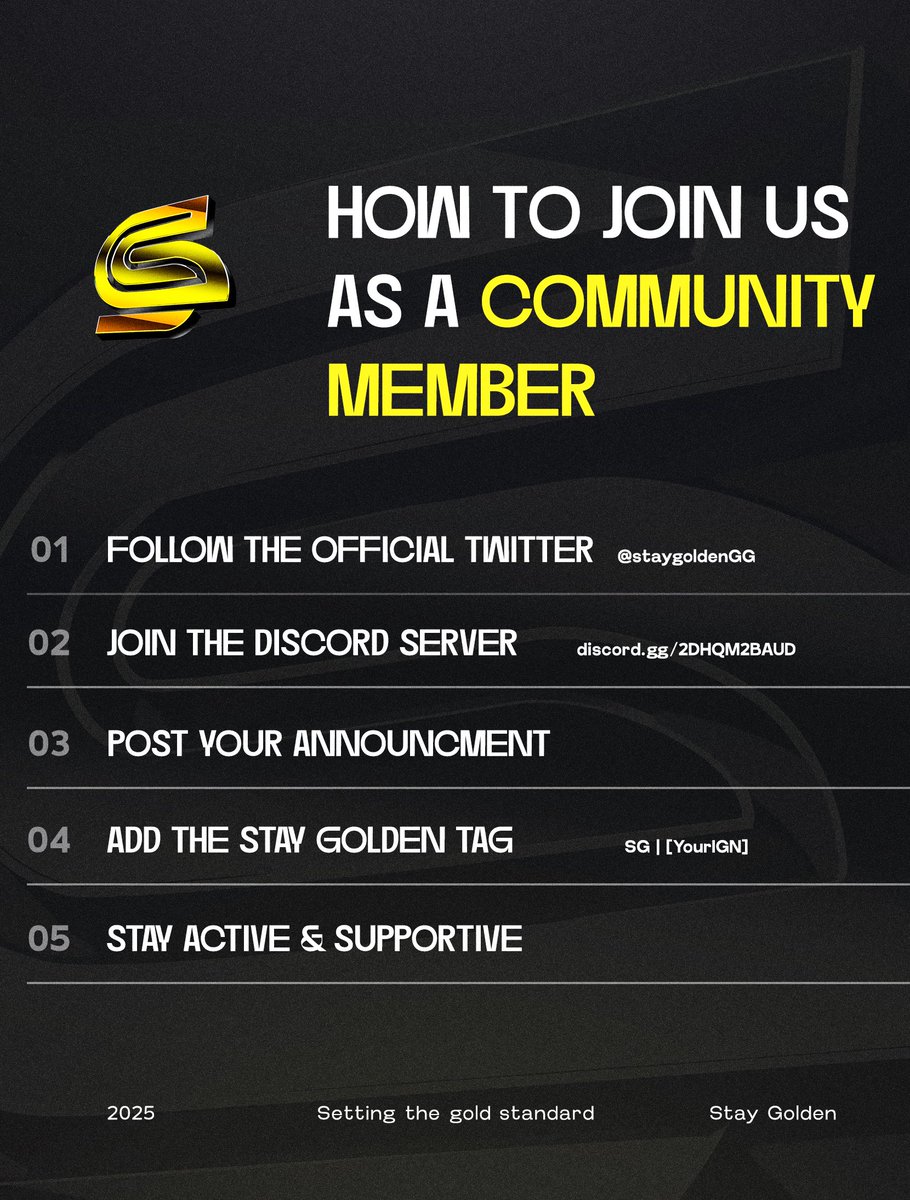 ⚜️Want to join Stay Golden?⚜️

Well now you can! We are opening our community branch to ALL supporters! 

Just ❤️ + ♻️
&amp;
Follow the steps below 

#Golden⚜️ #brawlhalla #GoldStandard
