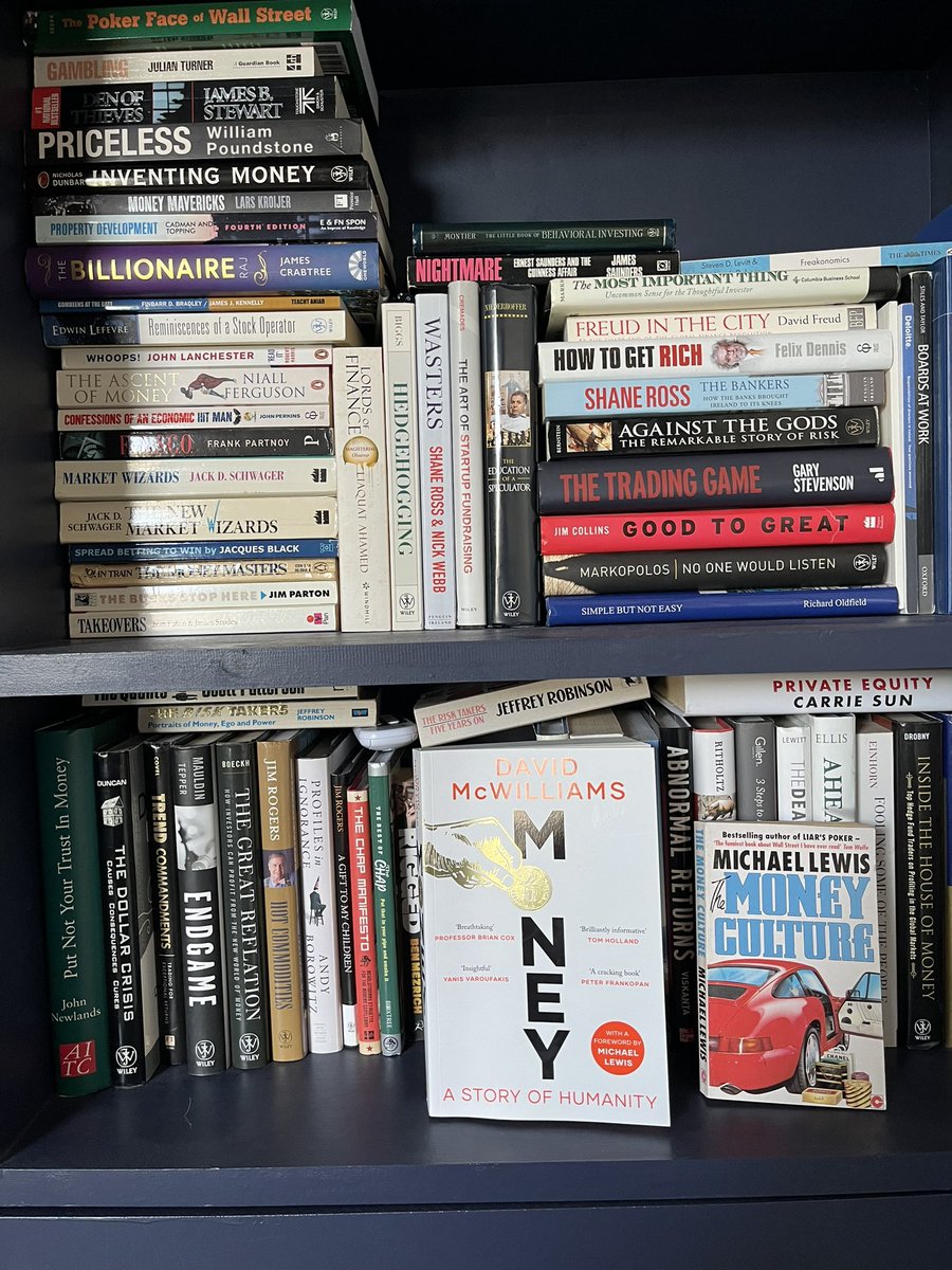Some great books on my bookshelf (can’t find my 30 year old copy of Liar’ Poker for signing later today though🤣)
<a href="/davidmcw/">David McWilliams</a> 
<a href="/dalkeybookfest/">Dalkey Book Festival</a>