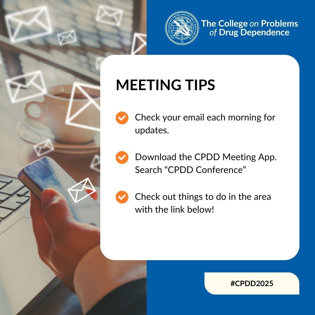 MUST KNOWS for #CPDD2025
✅ Check your email each morning for daily updates on schedule changes, featured sessions, and more.
📱 Download the CPDD Meeting App from the Apple App Store or Google Play
Check out things to do in your downtime: neworleans.com/cpdd-2025/