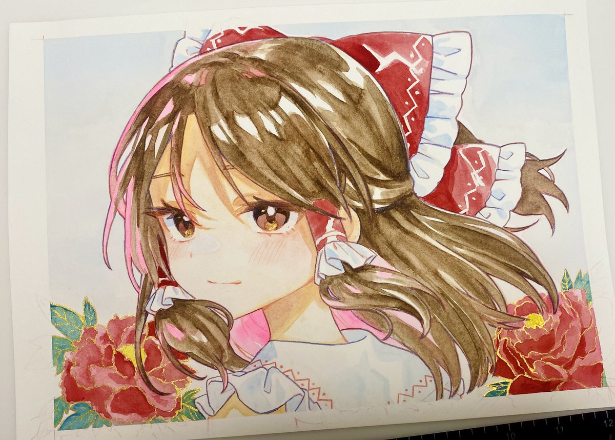 博麗霊夢 「茶髪塗るの苦手」|山田桜🍣🦀個人依頼知り合いのみ受付のイラスト
