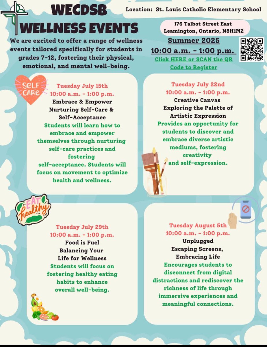 WECDSB Summer Wellness Events! Check them out!