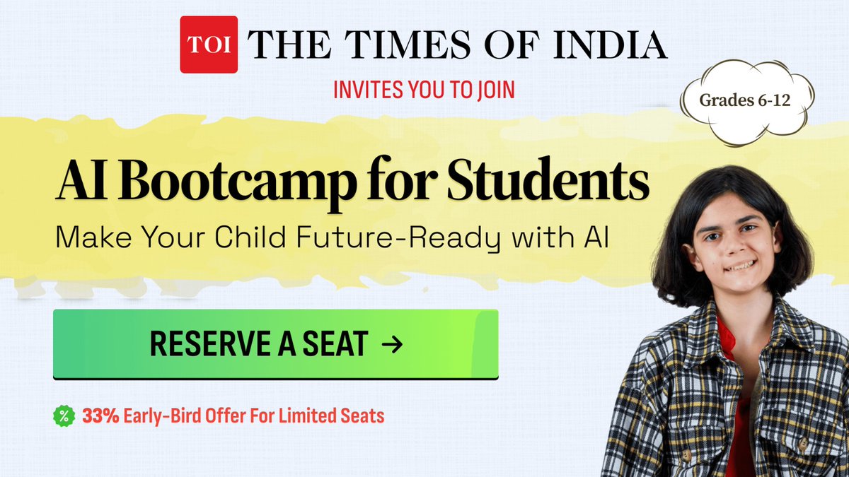 timesofindia's tweet photo. Need help with grammar, essays, or structure?
AI is becoming a personal editor for students across subjects.
Join the TOI AI Masterclass to write smarter with AI: https://t.co/dc4hxKjY5A
#TOIAIForStudents #WritingWithAI #StudentTools #AIForWriters #TOIEducationInsight https://t.co/MDAPDA4oqY