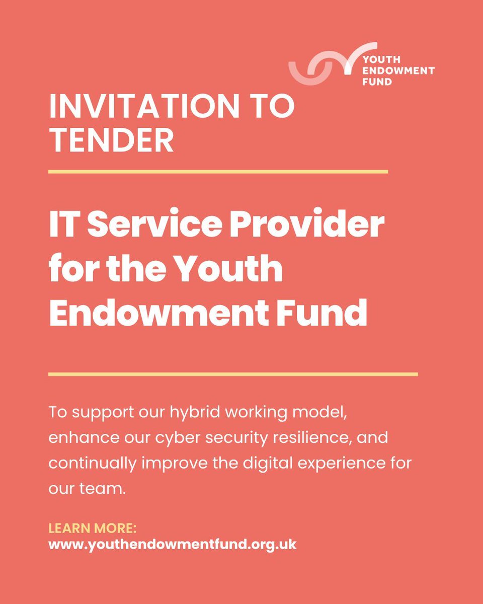YEF is inviting proposals from experienced IT service providers to deliver high-quality, proactive IT support and strategic guidance. We are particularly interested in partners who can support our hybrid working model, enhance our cyber security resilience, and continually