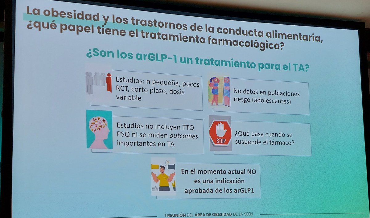 ObesitySeen's tweet photo. aGLP-1 no es un tratamiento para el T. atracon. Si se considera su uso debe ser con precaución y nunca en las fases iniciales del tratamiento https://t.co/t40fg7Kz8h