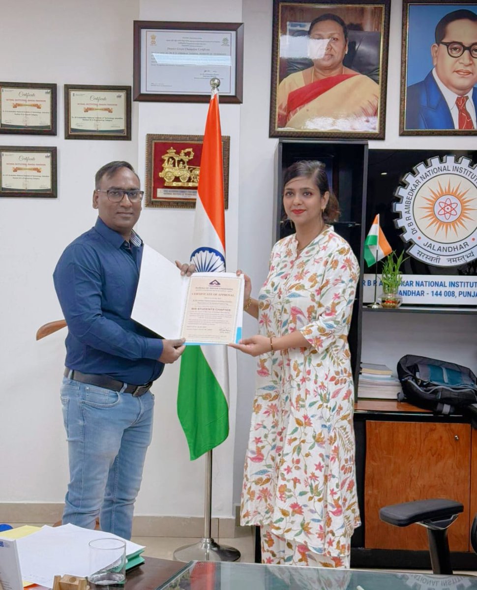 The Department of Mechanical Engineering at Dr B R Ambedkar National Institute of Technology (NIT) Jalandhar was felicitated by officials from the Bureau of Indian Standards (BIS) on June 12, 2025 in recognition of its active participation in BIS initiatives.