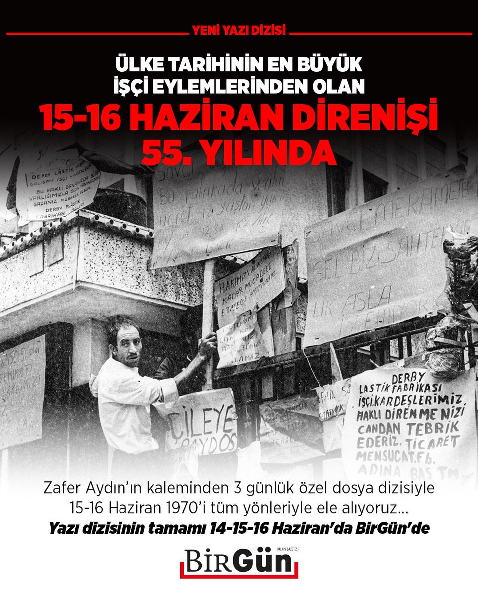 Ülke tarihinin en büyük işçi eylemlerinden biri olan 15-16 Haziran Direnişi 55. yılında. Bu büyük isyanı, etkilerini ve mirasını yeniden hatırlıyoruz

Zafer Aydın’ın kaleminden 3 günlük özel dosya dizisiyle 15-16 Haziran 1970’i tüm yönleriyle ele alıyoruz:

📌Sınıfın ayağa