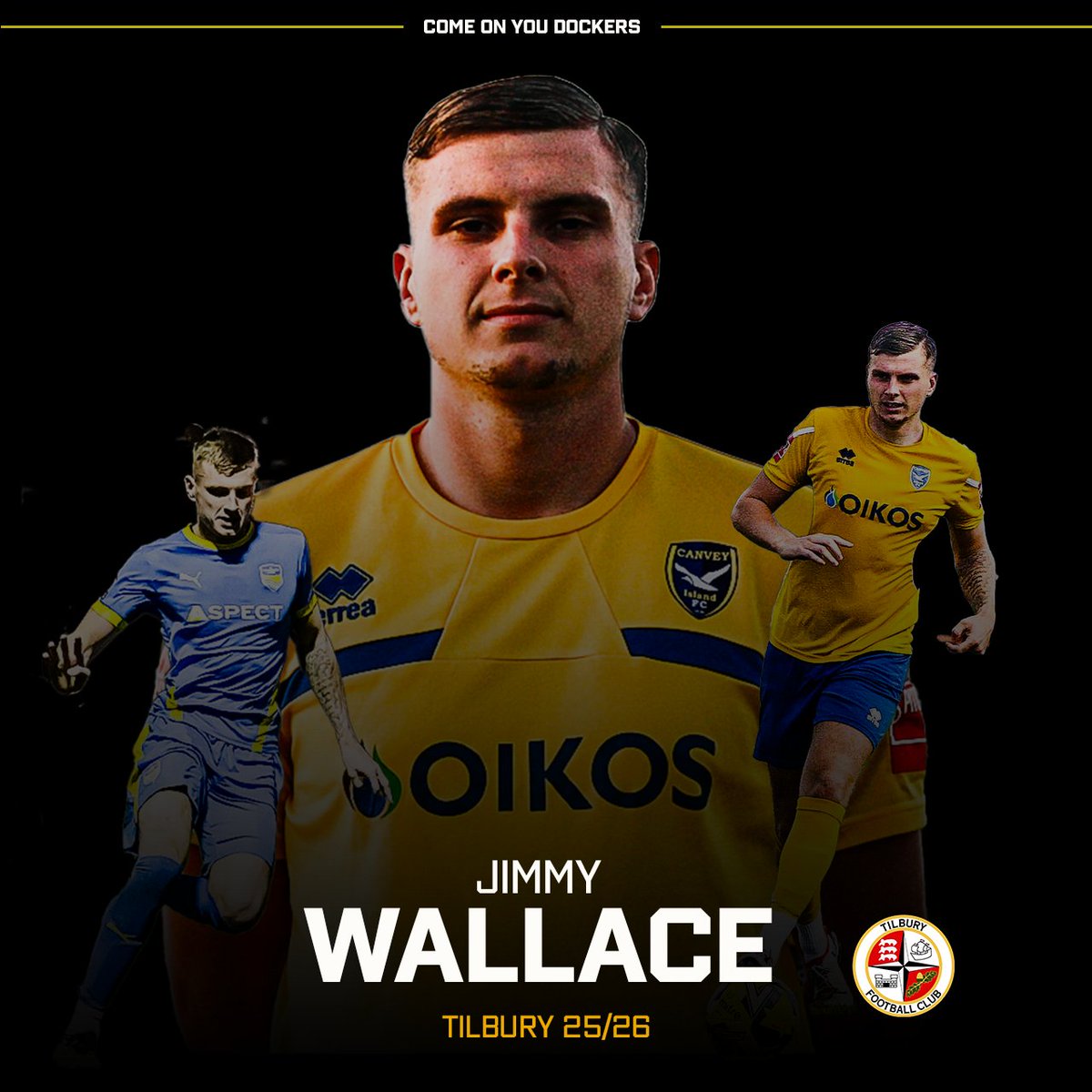 ✍️ Big Tilbury welcome to Jimmy Wallace
⚽️ Former <a href="/SUFCRootsHall/">Southend United FC</a> u18 skipper
⚽️ 6ft 4in centre back with Step 3 pedigree
🤝 Jimmy has verbally agreed to join the Dockers after a season with Canvey in the Premiership