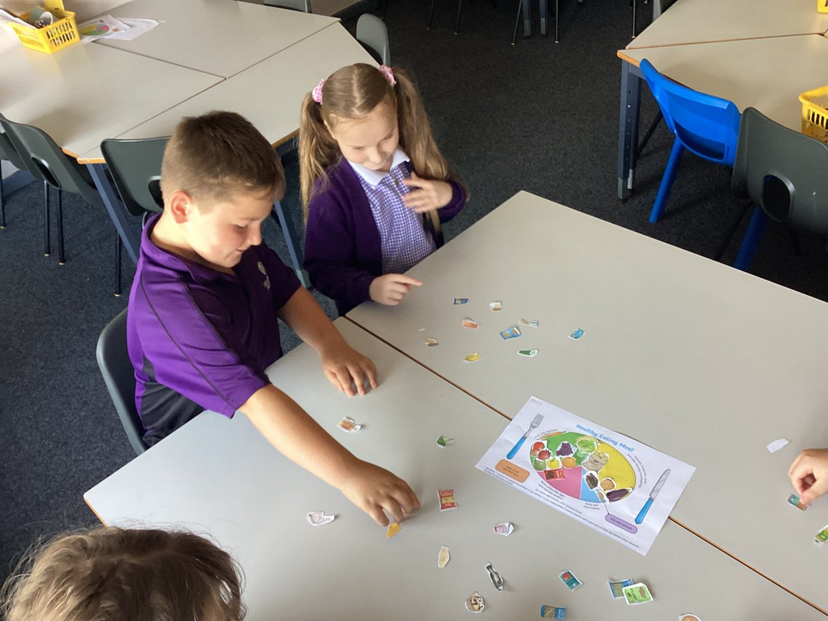 Healthy Easting week. Y2 At the beginning of the week we read about the different food groups. Following on, we worked together to group different food and drinks. We reflected on our own diets and whether we have too much or too little of certain food groups. #healthyeating