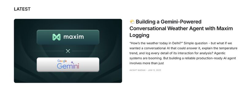 How about building a <a href="/Google/">Google</a>'s Gemini-Powered Conversational Weather Agent with <a href="/getmaximai/">Maxim AI</a>  Logging? 

A simple agent that -

1. Responds to user messages in a natural chat format
2. Uses Tavily to fetch current weather for any location
3. Logs all traces, latency, costs, and