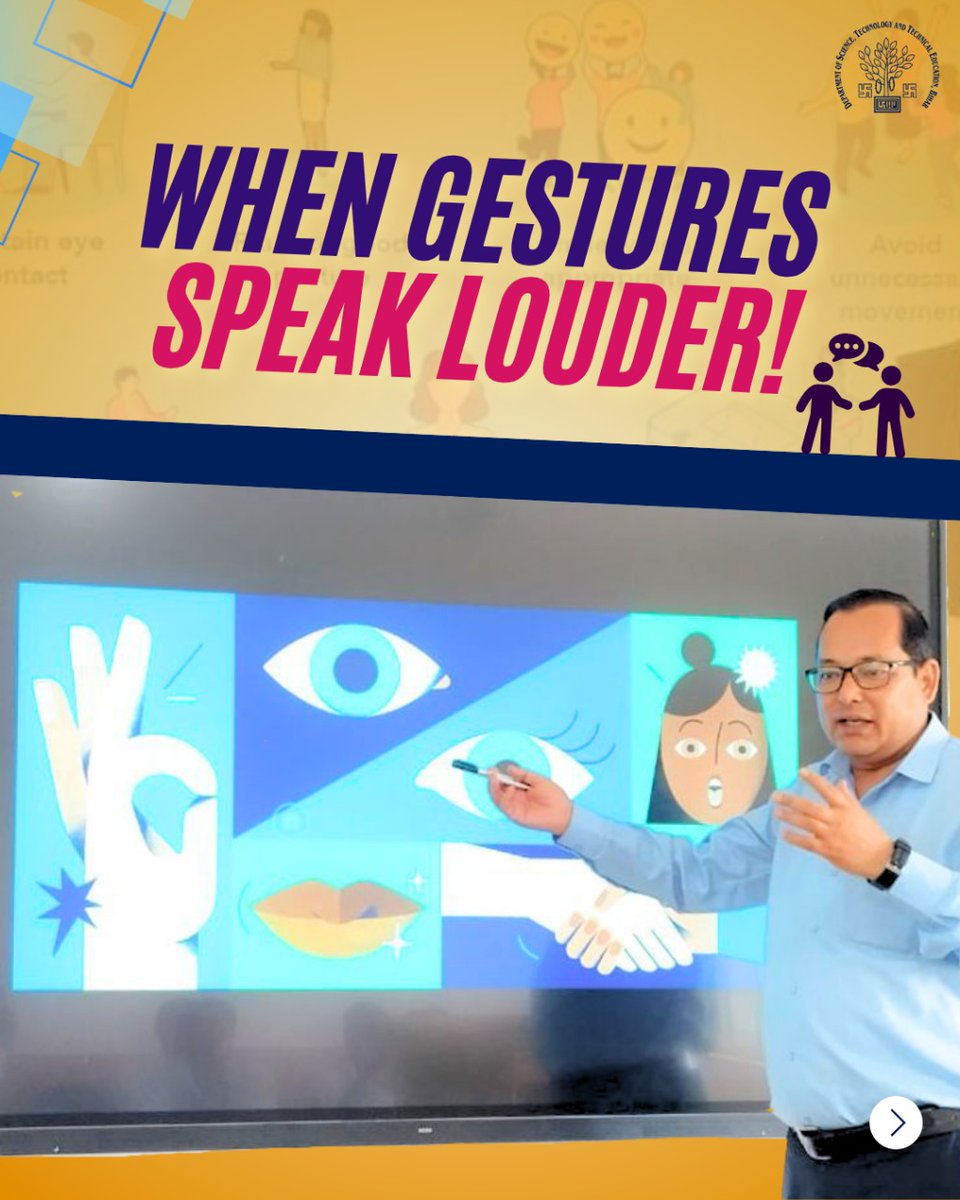 DSTTEBihar's tweet image. Students of Govt Polytechnic, Jamui (under @DSTTEBihar), explored non-verbal communication—from facial expressions to body language—enhancing clarity &amp;amp; confidence in presentations.

Ever tried speaking without words? 
#NonVerbalCommunication #DSTTEBihar #StudentSkills